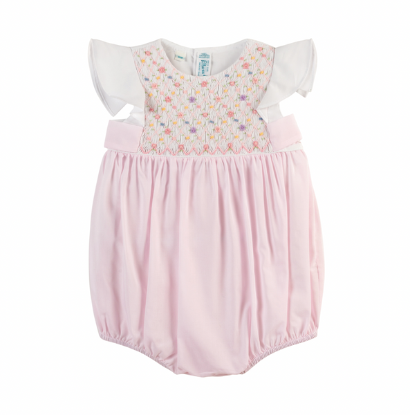 Girls Floral Hand Smocked Romper