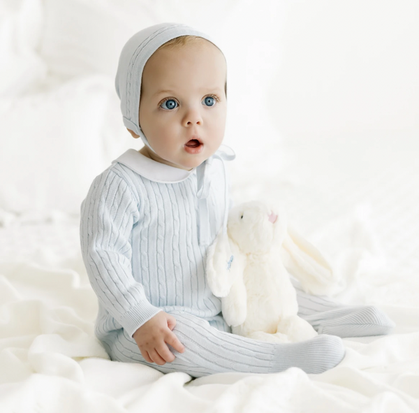 Boys Peter Pan Cable Knit Romper & Bonnet