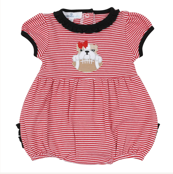 Bulldog Pride Applique Ruffle short sleeve bubble