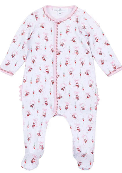 Jolly Ribbons Print Ruffle Footie