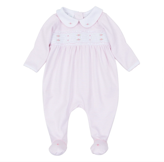 Anna Smocked Footie-Pink