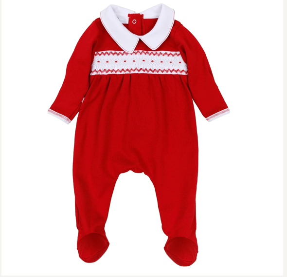 Miles Smocked Footie-Boy Red