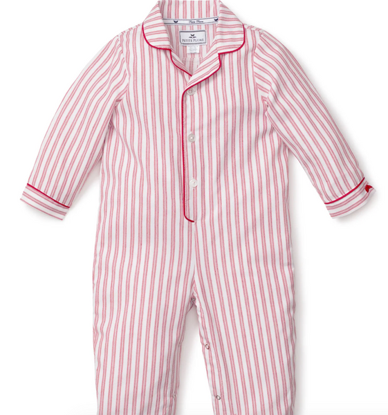 Antique Red Ticking Romper white/red
