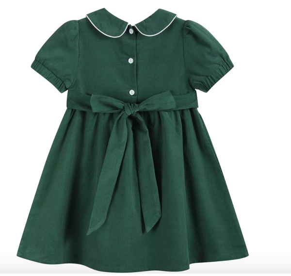 Green Corduroy Santa smocked dress