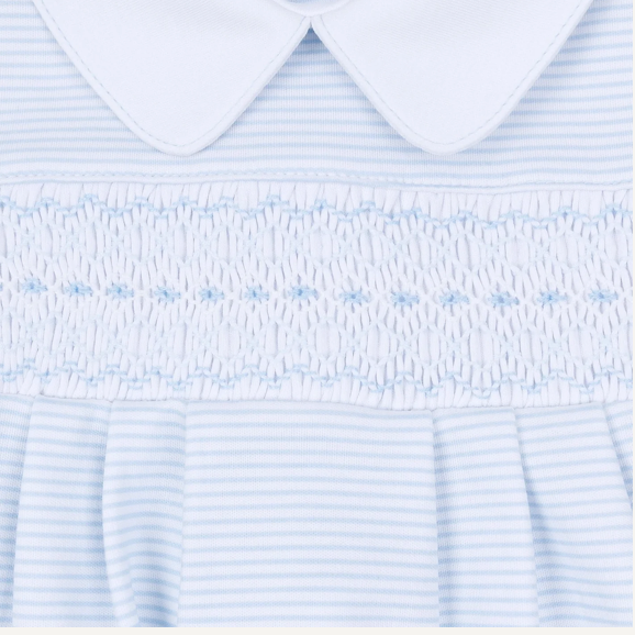 Benjamin Smocked footie-Light Blue
