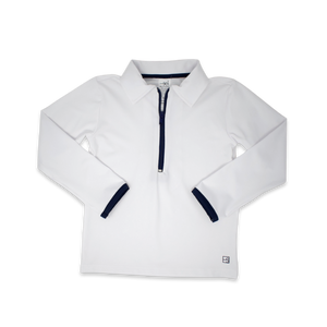 Henry Half Zip- White, Navy (FINAL SALE)