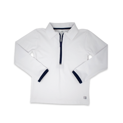 Henry Half Zip- White, Navy