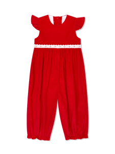 Angel Romper - High Point Red Corduroy, Eyelet