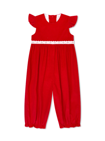 Angel Romper - High Point Red Corduroy, Eyelet