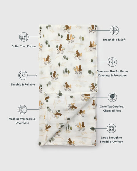 Muslin Swaddle- Bears on Bikes