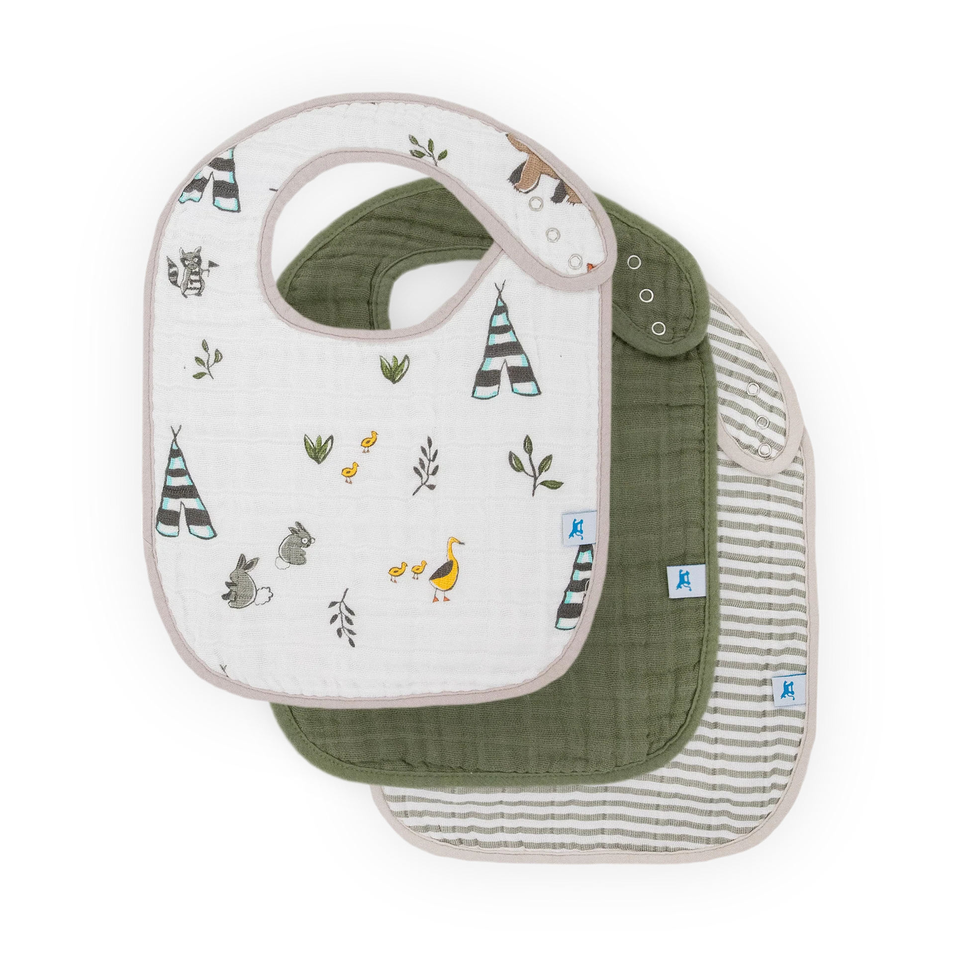 Cotton Muslin Classic Bib 3 Pack - Forest Friends