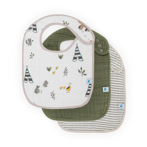 Cotton Muslin Classic Bib 3 Pack - Forest Friends