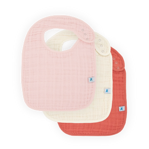 Cotton Muslin Classic Bib 3 Pack - Light Pink