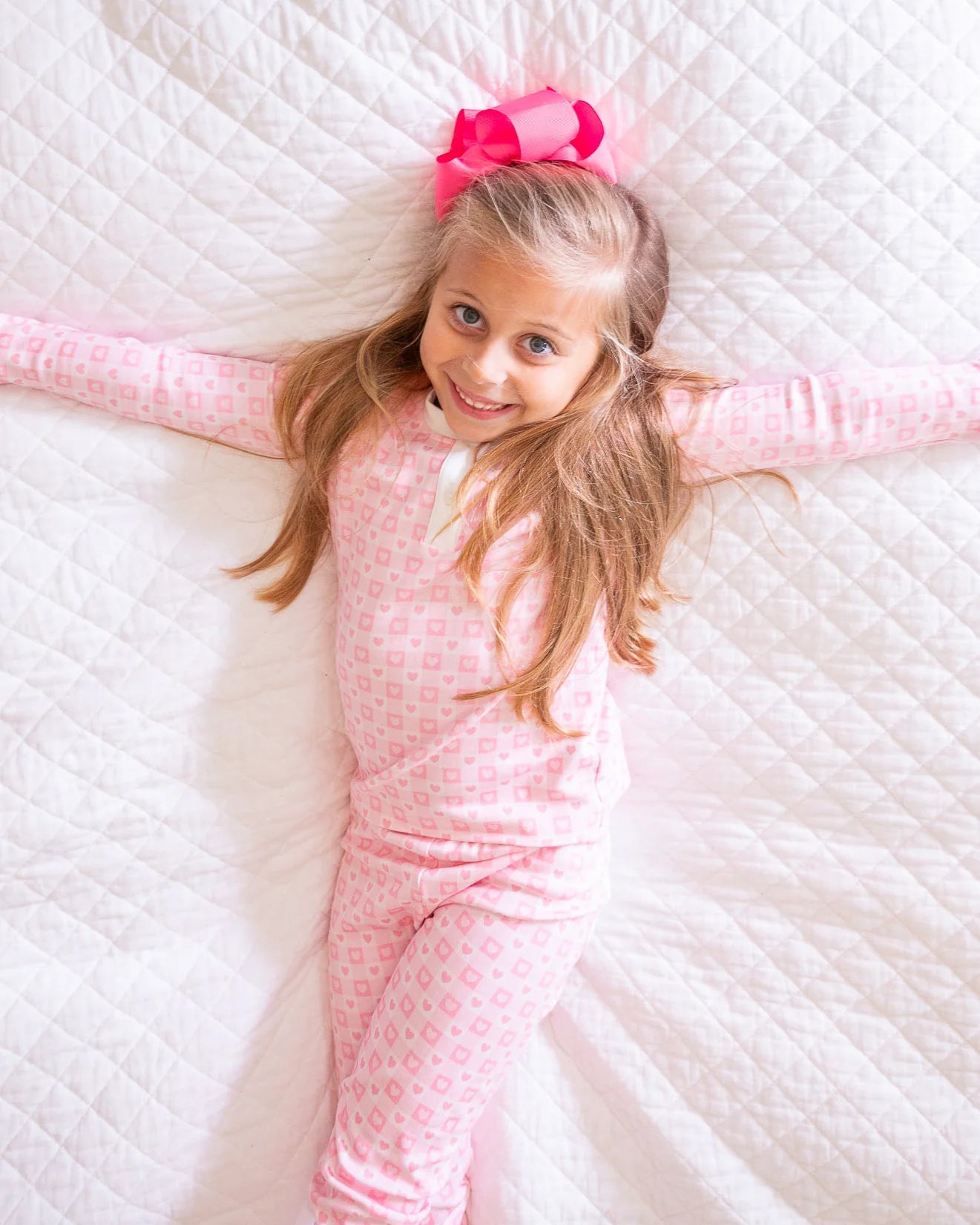 Pink Checkered Hearts Pajama Set