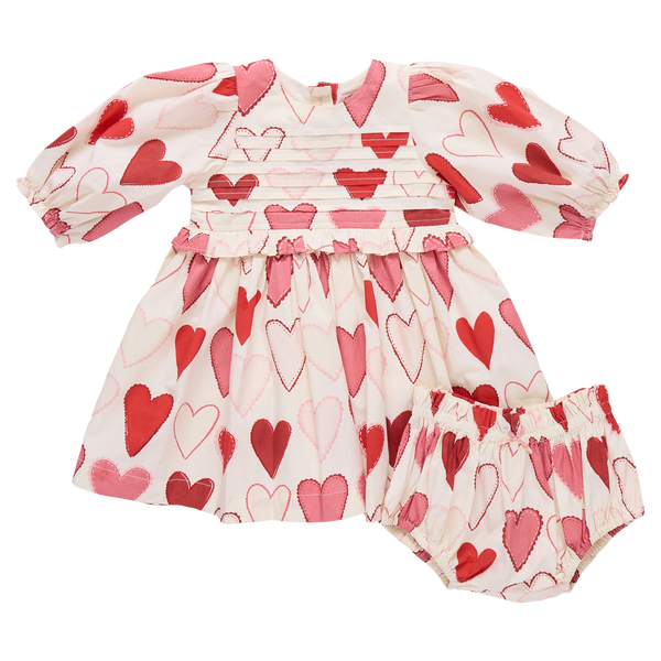 Baby Girls Renee Dress Set- Gradient Hearts (FINAL SALE)