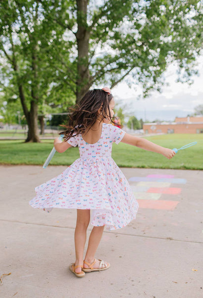 Classic Twirl Dress in Butterfly Rainbow