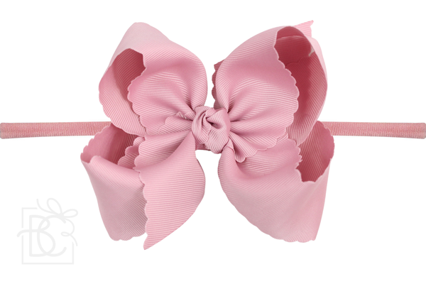 1/4" NYLON PANTYHOSE HEADBAND W/ SCALLOPED EDGE BOW