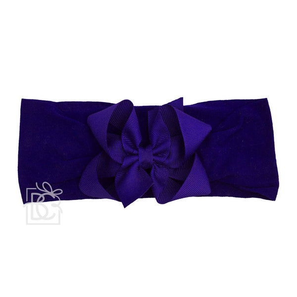 WIDE PANTYHOSE HEADBAND W/CLASSIC GROSGRAIN BOW: RED / 3+ Months / 4.5" Large