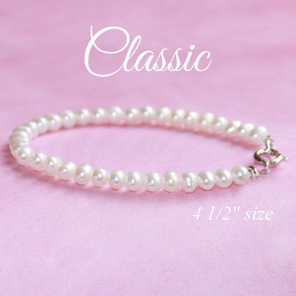 Classic Pearls Sterling Clasp 4 1/2" Infant Bracelet