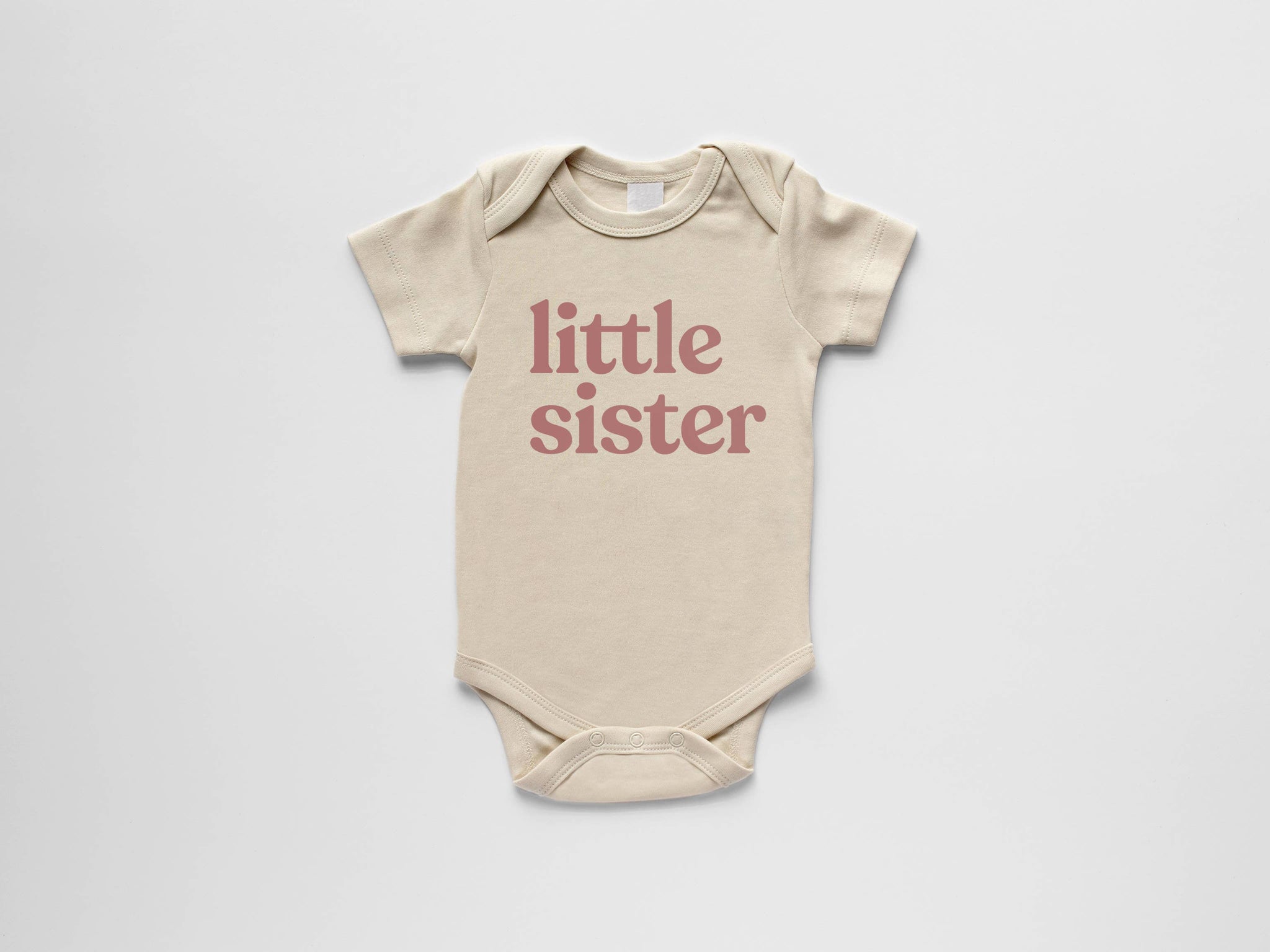 Cream Little Sister Organic Baby Bodysuit • Mauve Ink