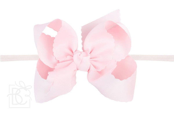 1/4" NYLON PANTYHOSE HEADBAND W/ SCALLOPED EDGE BOW