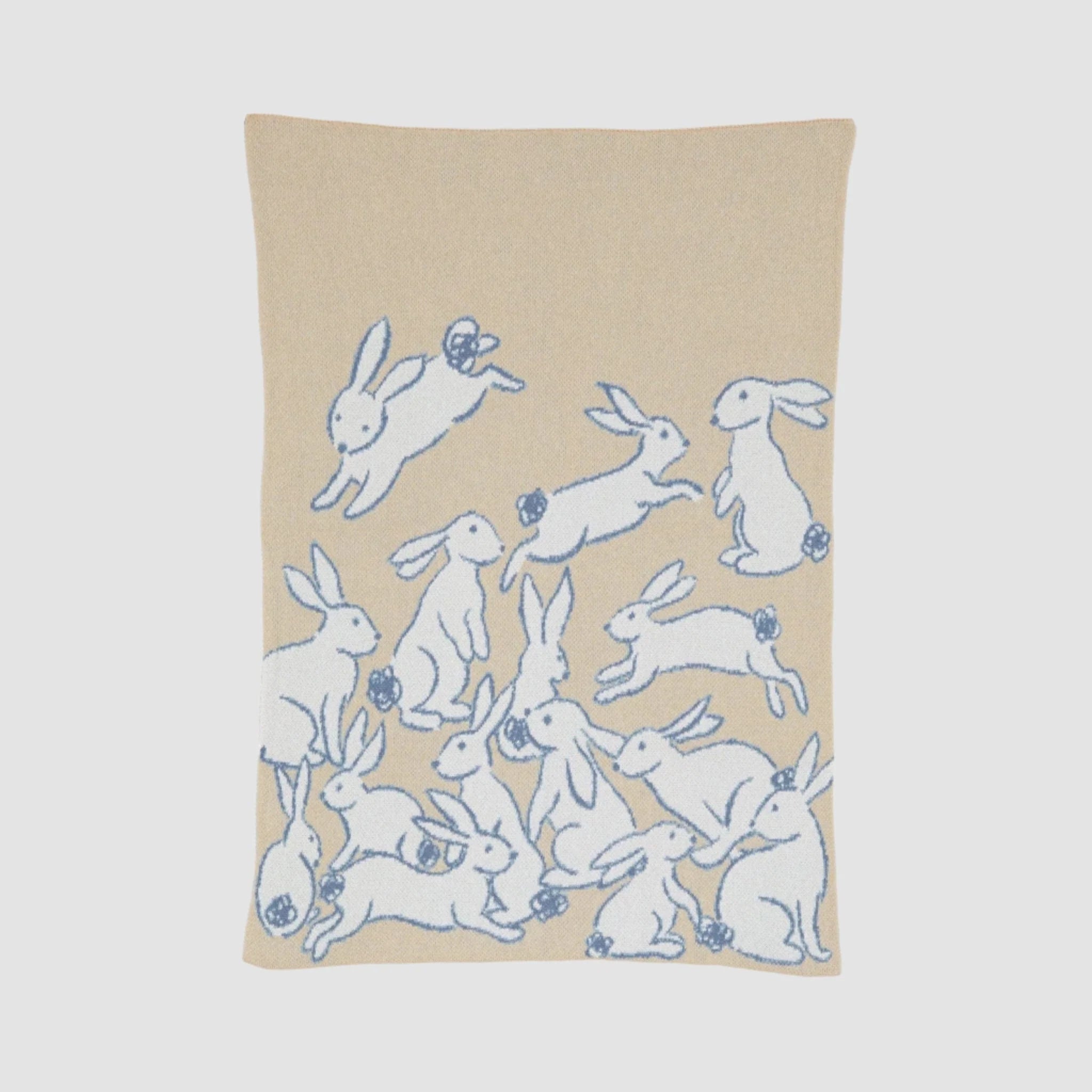Baby Cotton Knit Blanket - Rabbits Blue
