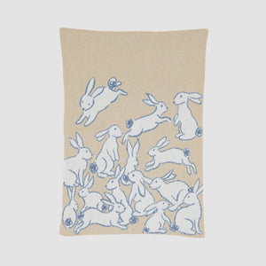 Baby Cotton Knit Blanket - Rabbits Blue