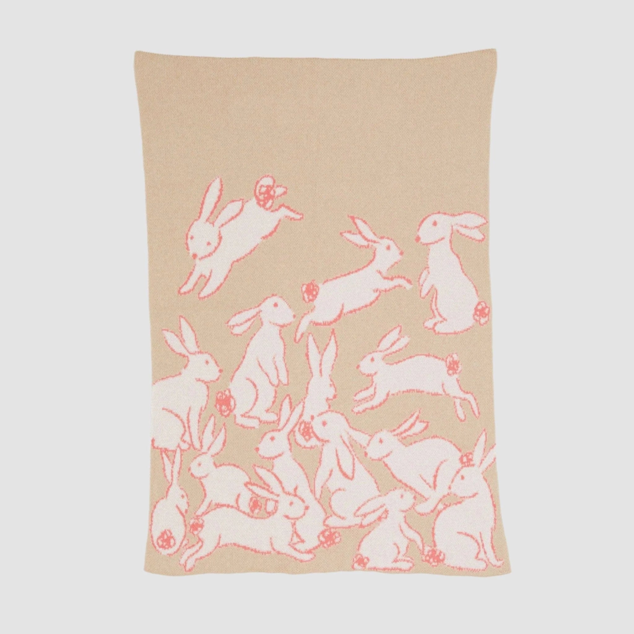 Baby Cotton Knit Blanket - Rabbits Pink