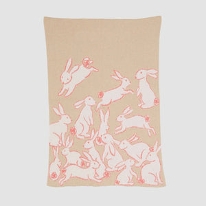 Baby Cotton Knit Blanket - Rabbits Pink