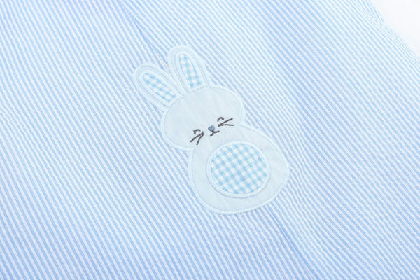 Blue Seersucker Gingham Bunny Shortall (FINAL SALE)