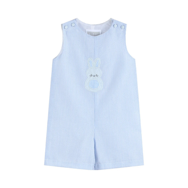 Blue Seersucker Gingham Bunny Shortall (FINAL SALE)