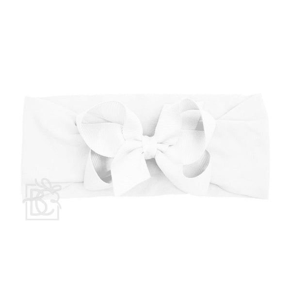 WIDE PANTYHOSE HEADBAND W/CLASSIC GROSGRAIN BOW: RED / 3+ Months / 4.5" Large