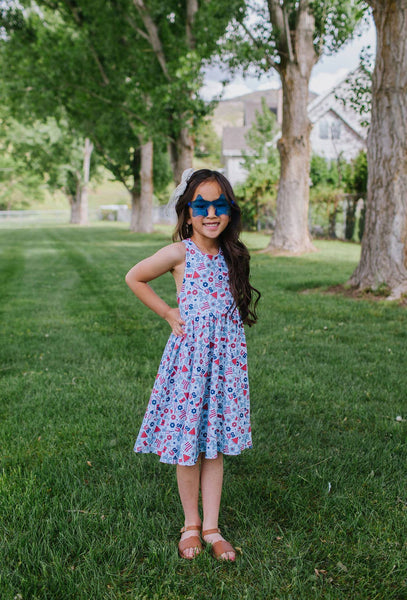 Sofia Dress in Blue Celebration | Girls Twirl Dress