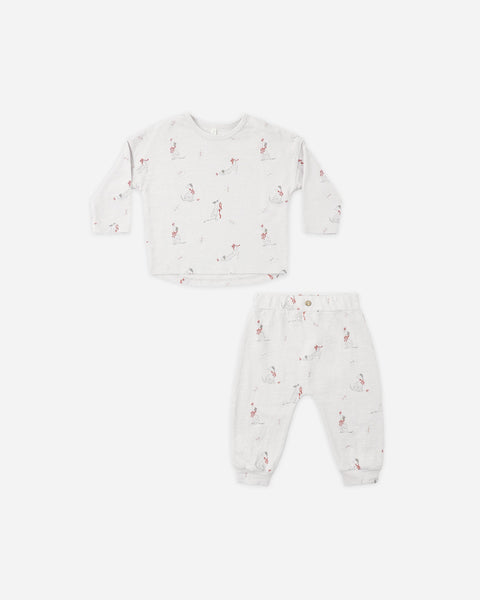 Long Sleeve Tee + Pant Set Dalmatian