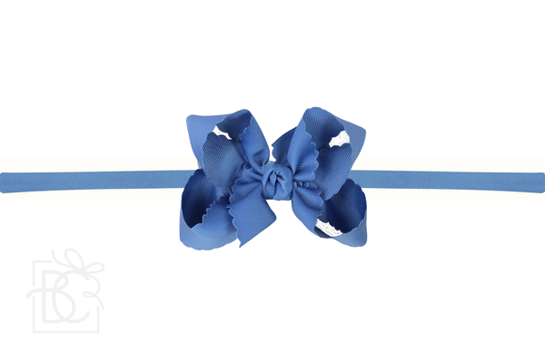 1/4" NYLON PANTYHOSE HEADBAND W/ SCALLOPED EDGE BOW