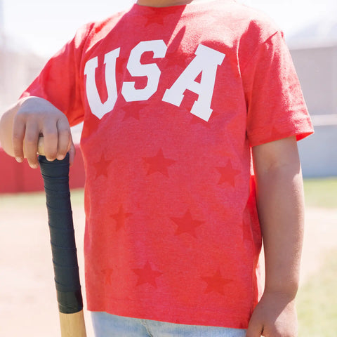 USA Stars Print Toddler and Youth  -RED