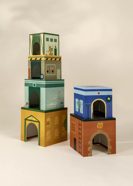 Set of 6 Oversized Stacking  Boxes - The Buildings