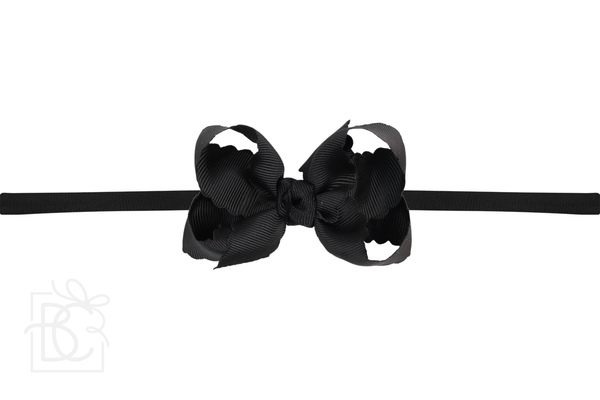 1/4" NYLON PANTYHOSE HEADBAND W/ SCALLOPED EDGE BOW