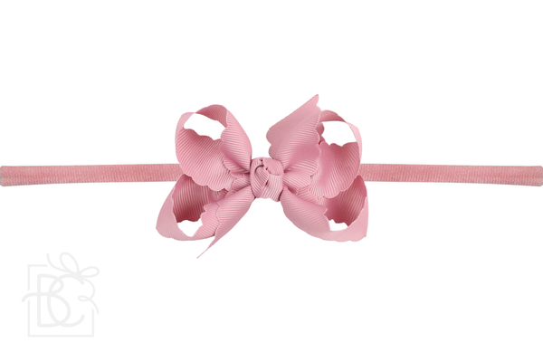 1/4" NYLON PANTYHOSE HEADBAND W/ SCALLOPED EDGE BOW