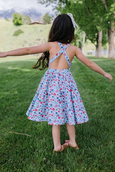 Sofia Dress in Blue Celebration | Girls Twirl Dress
