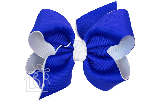 Layered Grosgrain Bow (Electric Blue & White)