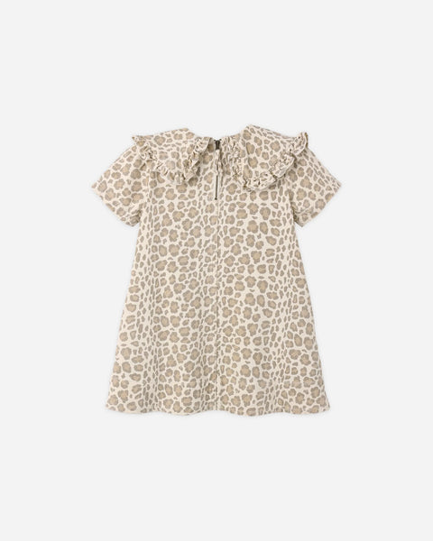 Collared Denim Mini Dress Leopard