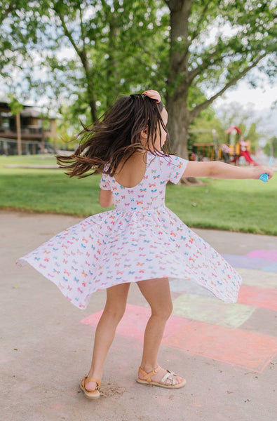 Classic Twirl Dress in Butterfly Rainbow