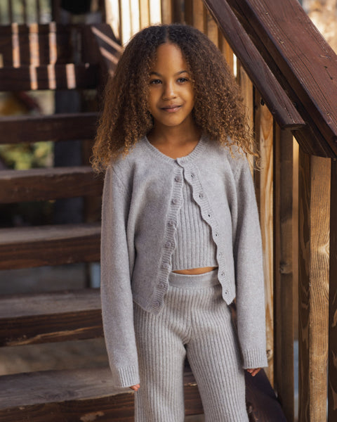 Scallop Cardigan Dusty Blue