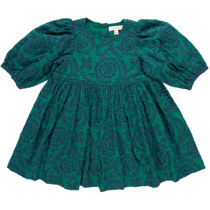 Girls Brooke Dress - Evergreen Blooming Embroidery