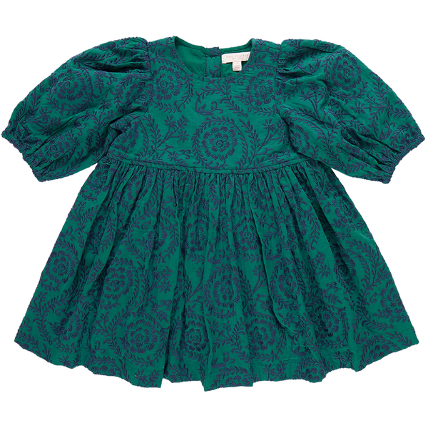 Girls Brooke Dress - Evergreen Blooming Embroidery