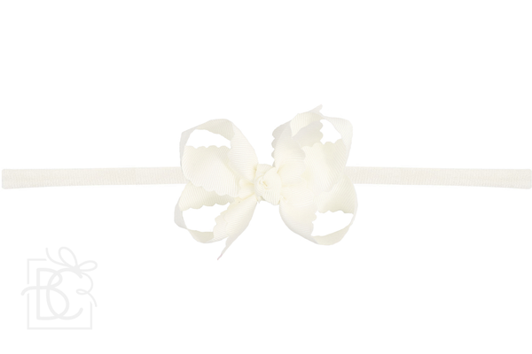 1/4" NYLON PANTYHOSE HEADBAND W/ SCALLOPED EDGE BOW