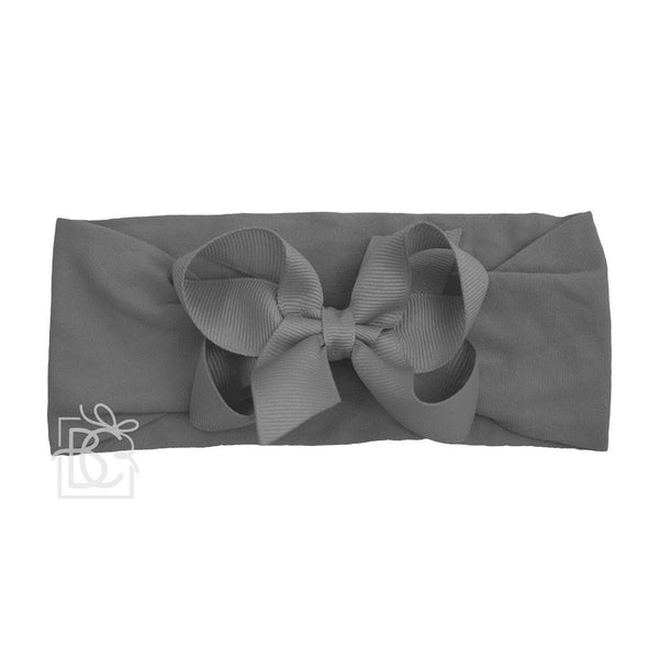 WIDE PANTYHOSE HEADBAND W/CLASSIC GROSGRAIN BOW: RED / 3+ Months / 4.5" Large