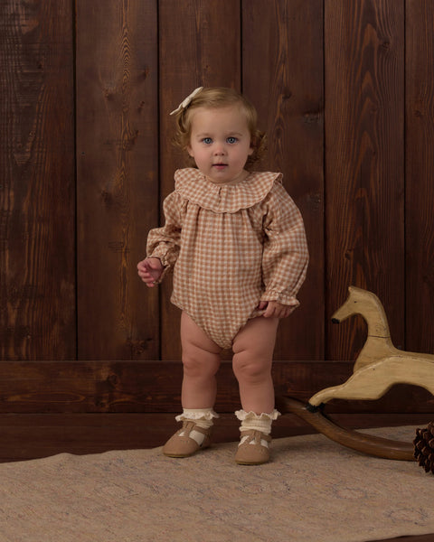 Colette Romper Fawn Gingham