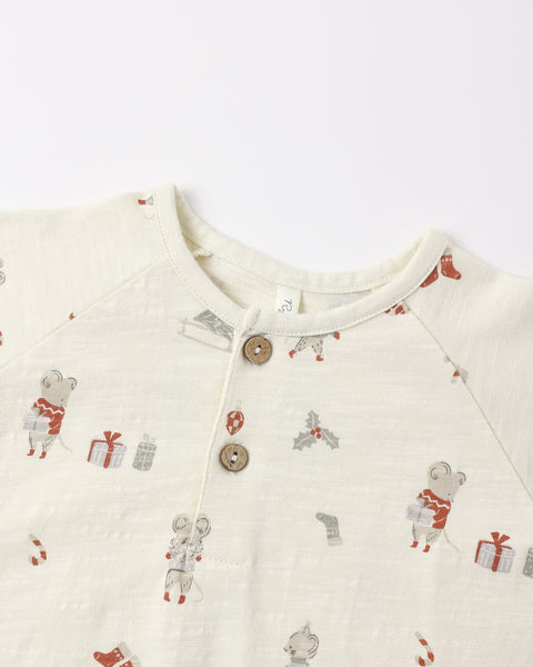 Henley Jumpsuit Holiday Mouse